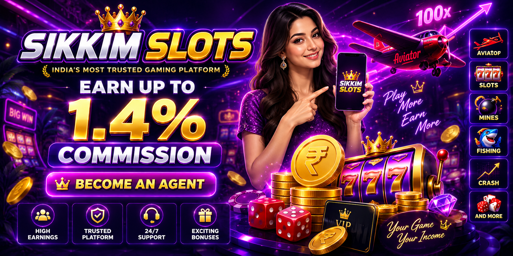 Sikkim Slots — Earn up to 1.4% Commission — Become an Agent